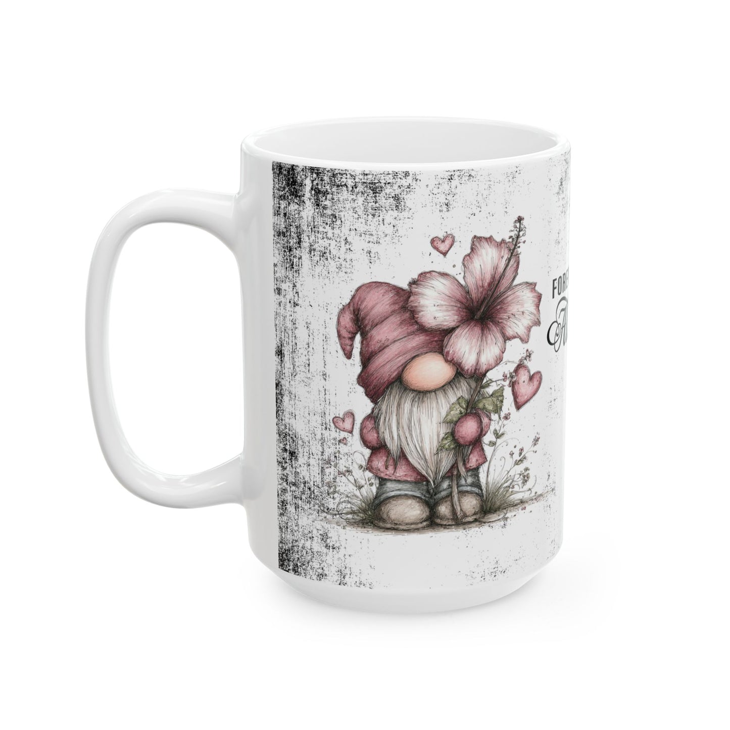 Ceramic Gnome Floral Mug "Forever & Always" — Romantic Anniversary Gift (11oz & 15oz)