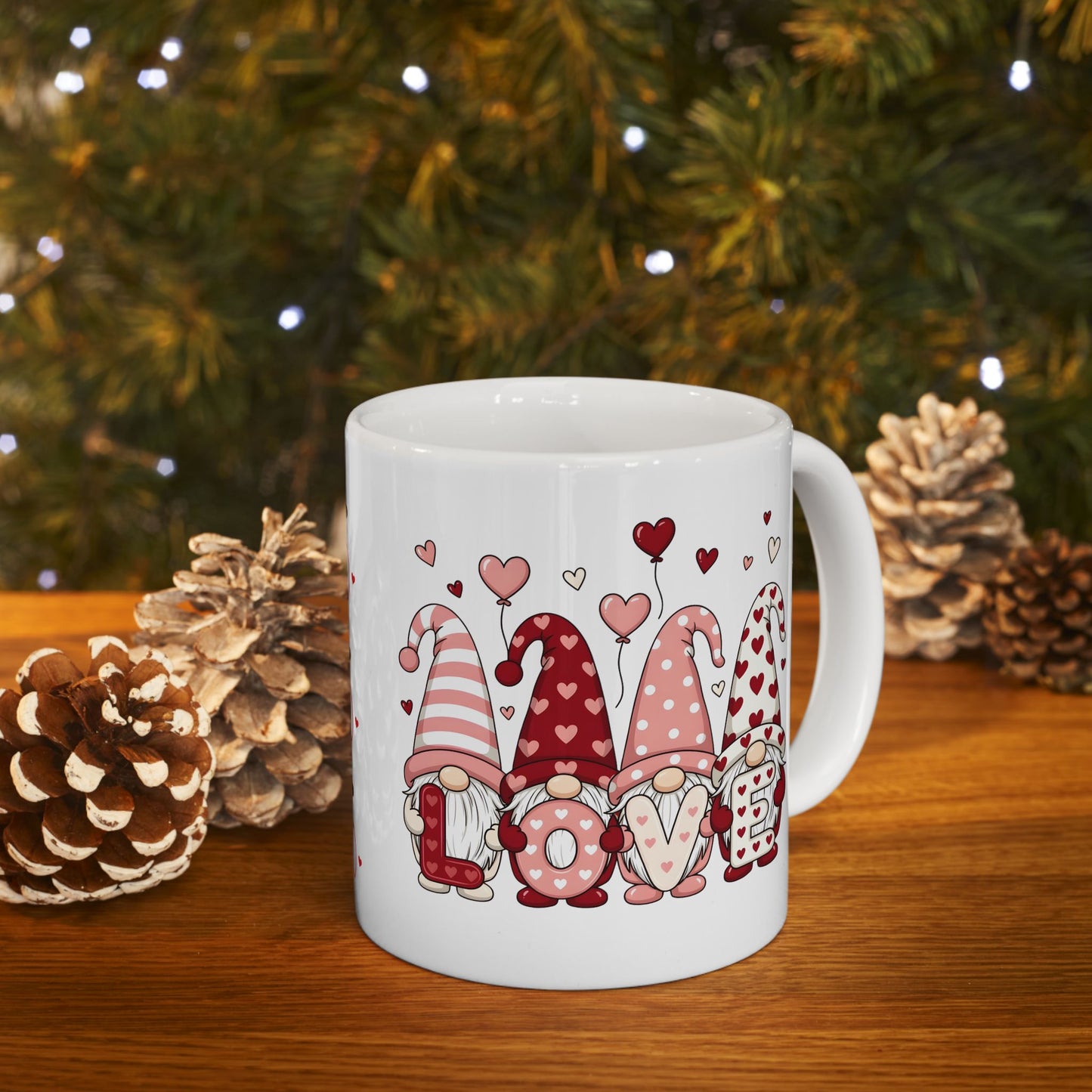 Valentine Gnome Mug (11oz, 15oz) — XOXO Heart Coffee Cup