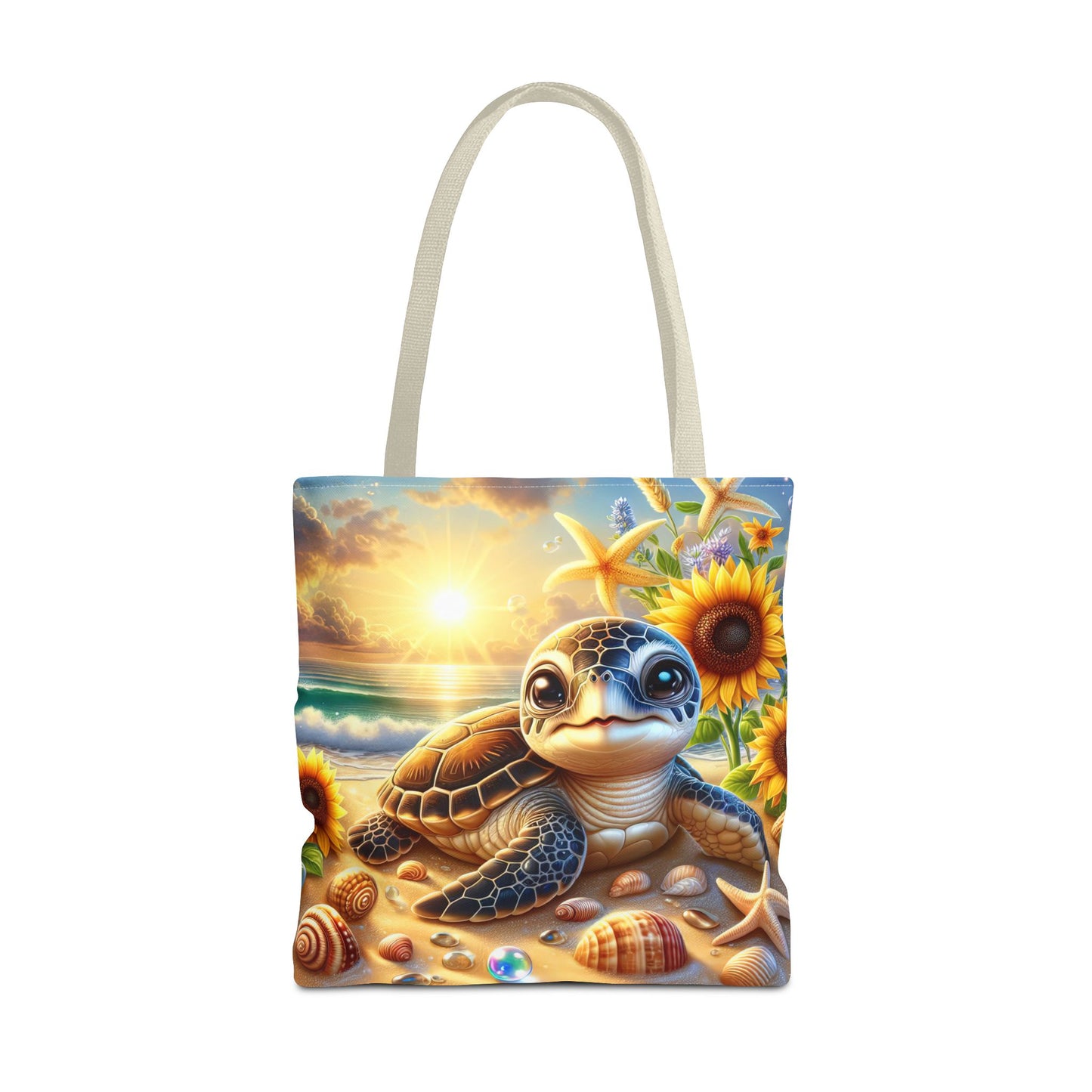 Beachy Turtle Tote Bag | Sea Life AOP Bag | Summer Accessories | Eco-Friendly Vacation Tote | Gift for Ocean Lovers