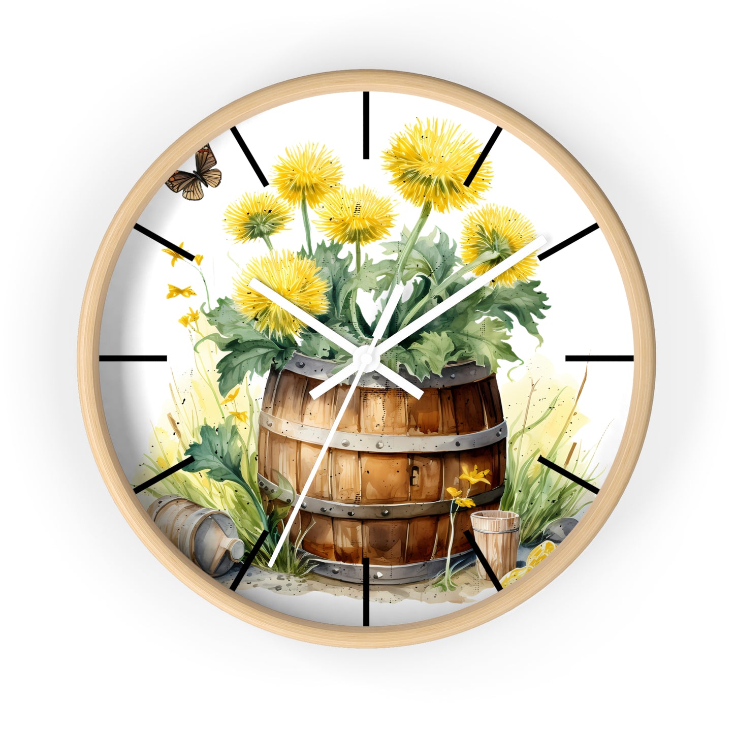 Sunflower Barrel Wall Clock - Farmhouse Country Decor Gift