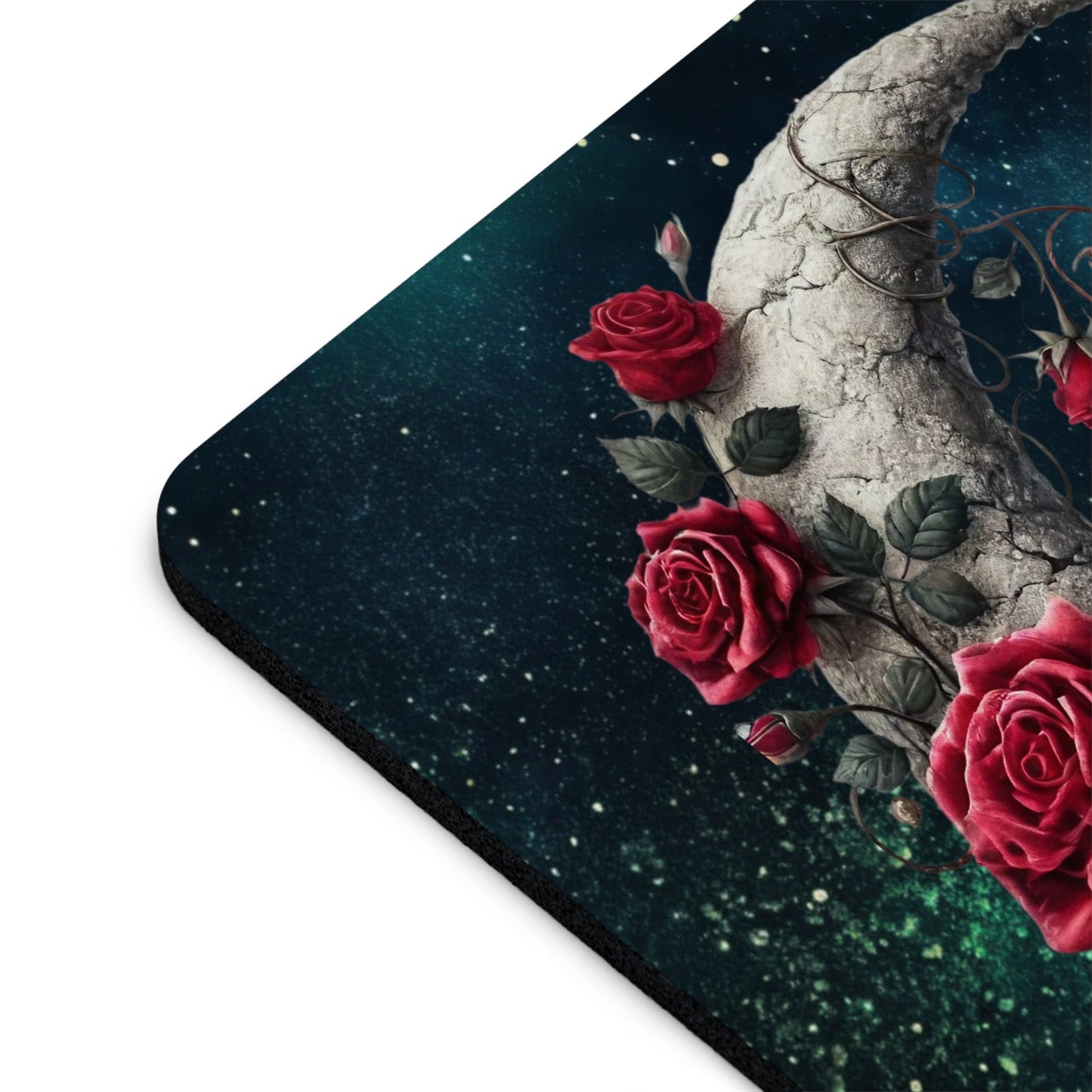 Celestial Rose Moon Desk Mouse Pad - Ethereal Design for Gamers & Desk Decor