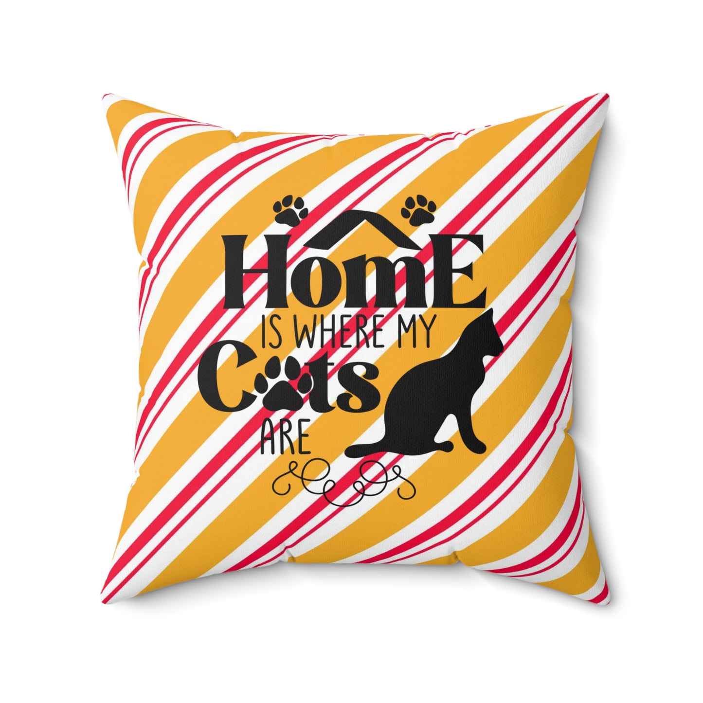 Festive Holiday Pillow Decor for Anyone, Cat Lover's Holiday Room Accent, Decorative Holiday Spun Polyester Square Pillow