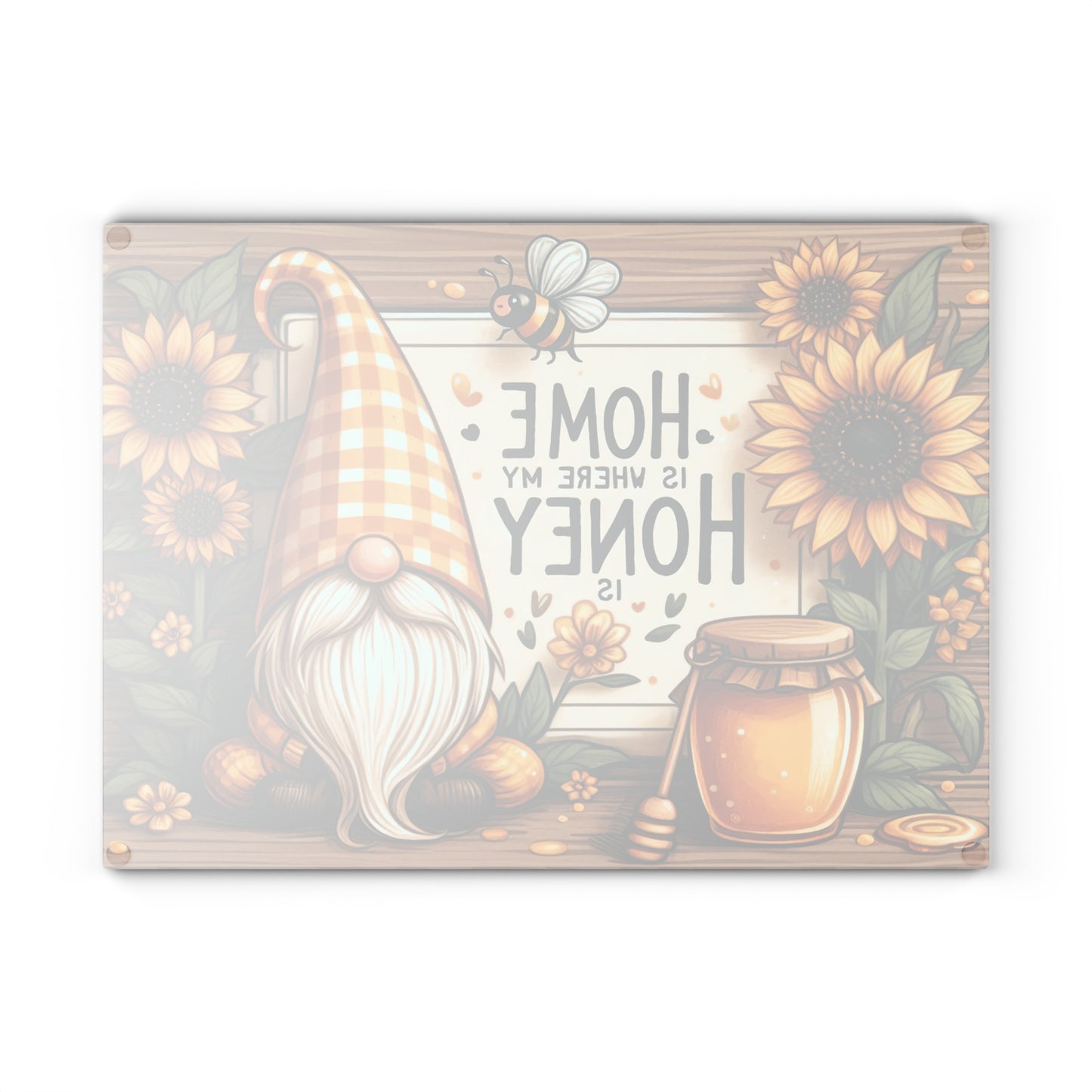 Home is Where My Honey Is Glass Cutting Board - Rustic Country Charm