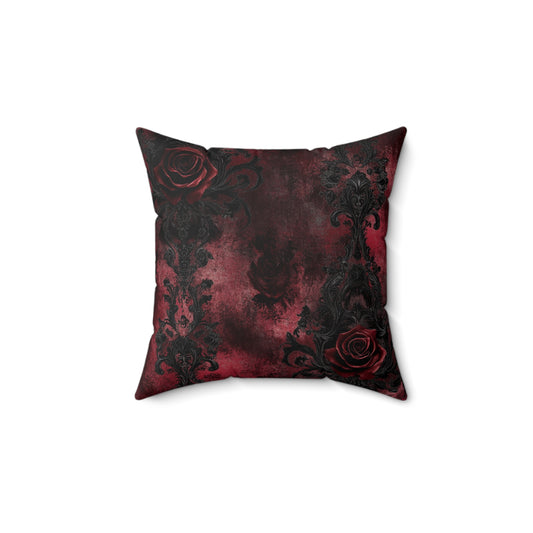 Gothic Rose Pillow, Dark Floral Decor, Elegant Cushion, Home Accent, Halloween Decoration, Gothic Style Gift