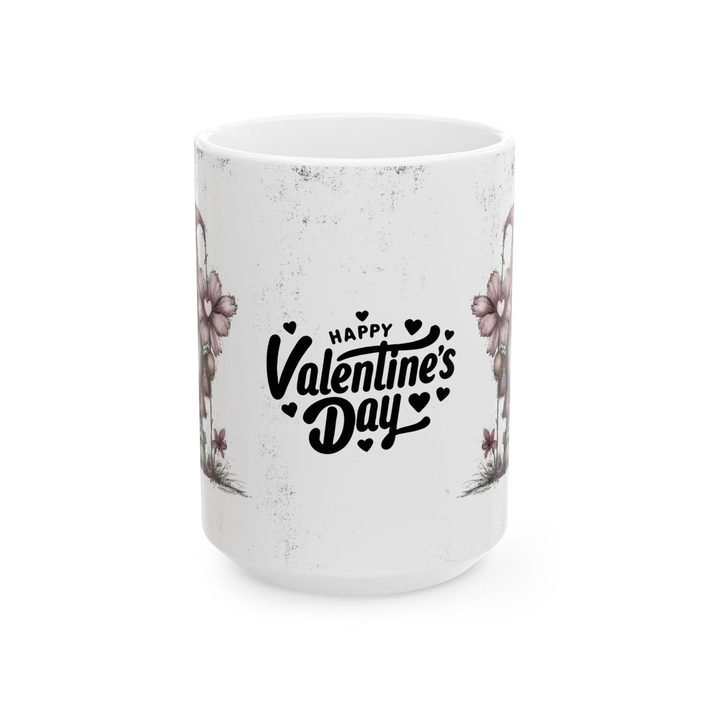 Ceramic Gnome Floral Mug "Happy Valentine's Day" — Happy Valentine’s Day 11oz/15oz