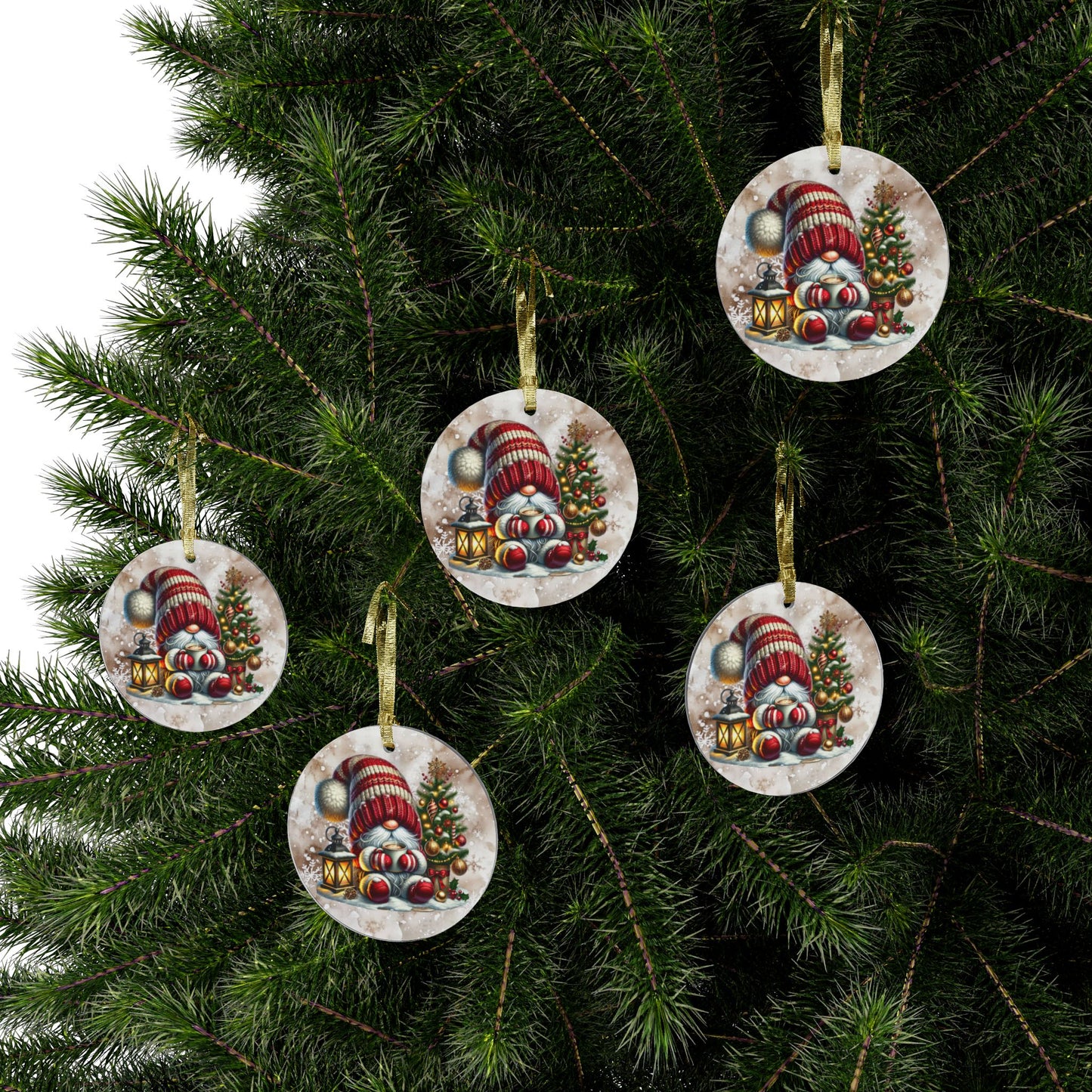 Festive Acrylic Christmas Ornaments - Cute Santa Gnome & Tree Design Holiday Decor