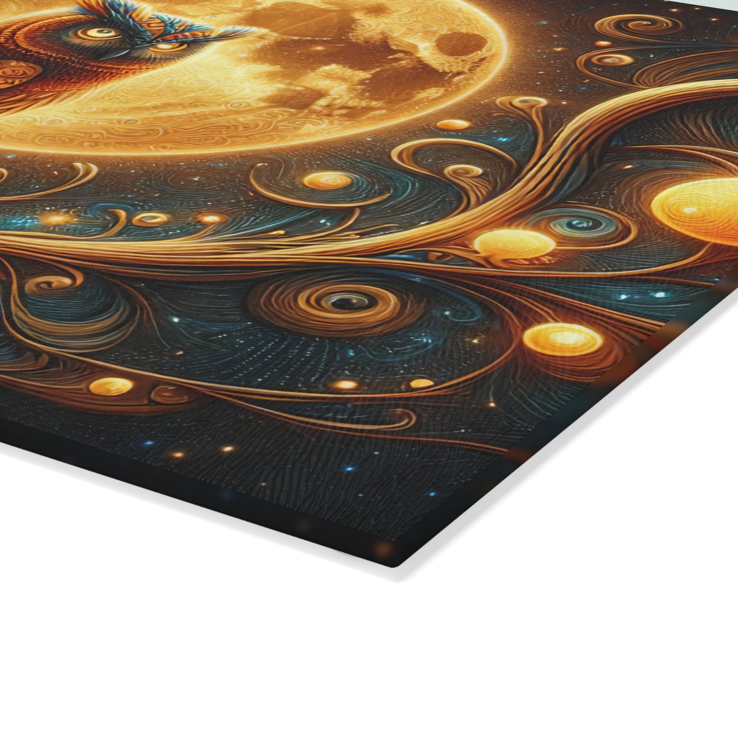 Owl Moonlit Glass Cutting Board - Artistic Kitchen Decor