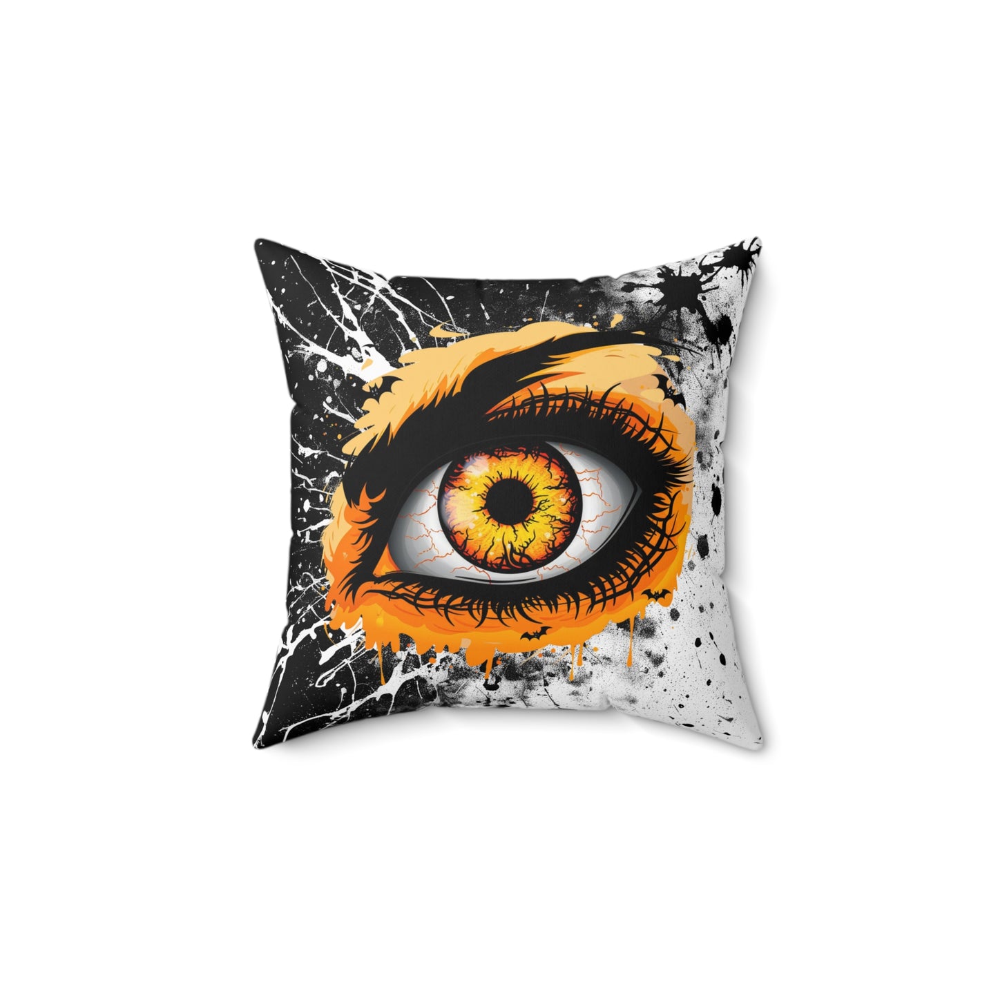 Halloween Theme Spun Polyester Square Pillow, One Monster Eyeball Halloween Decor, Accent for the Holiday, Halloween and Monster Lovers