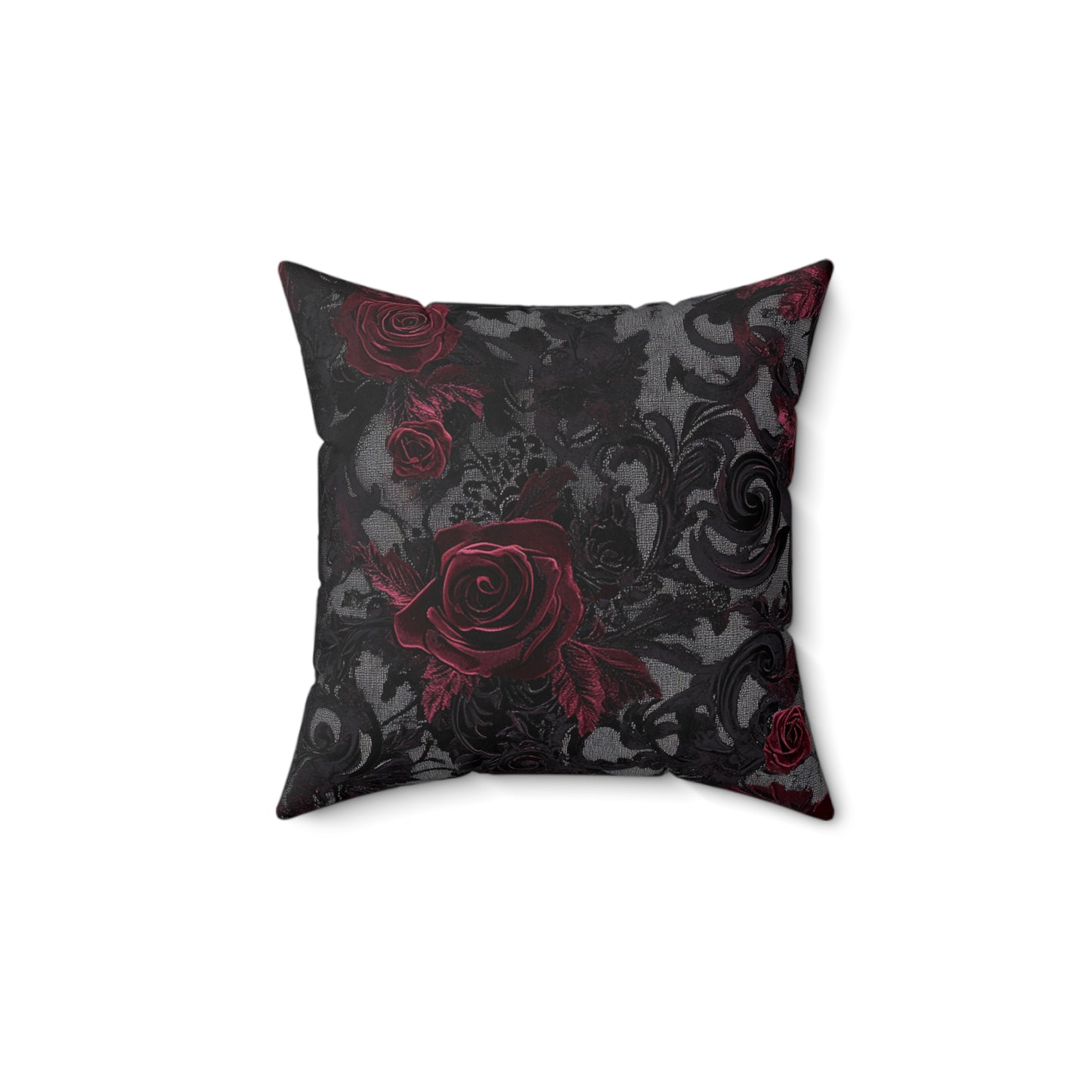 Gothic Rose Decorative Pillow - Black Floral Vintage Home Decor Gift