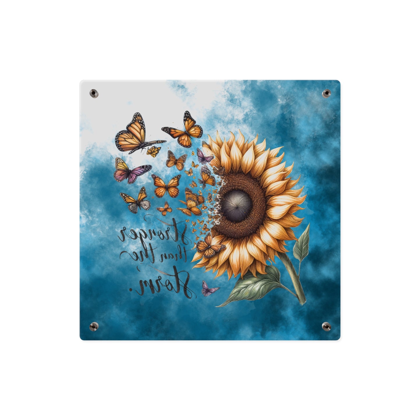 Inspirational Sunflower Acrylic Wall Art Panel - "Stronger Than The Storm"