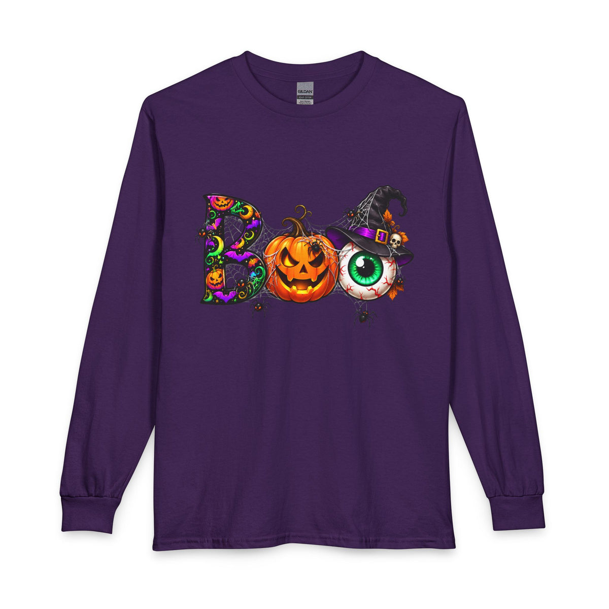 Halloween Boo Pumpkin and Witch Hat Long Sleeve T-Shirt