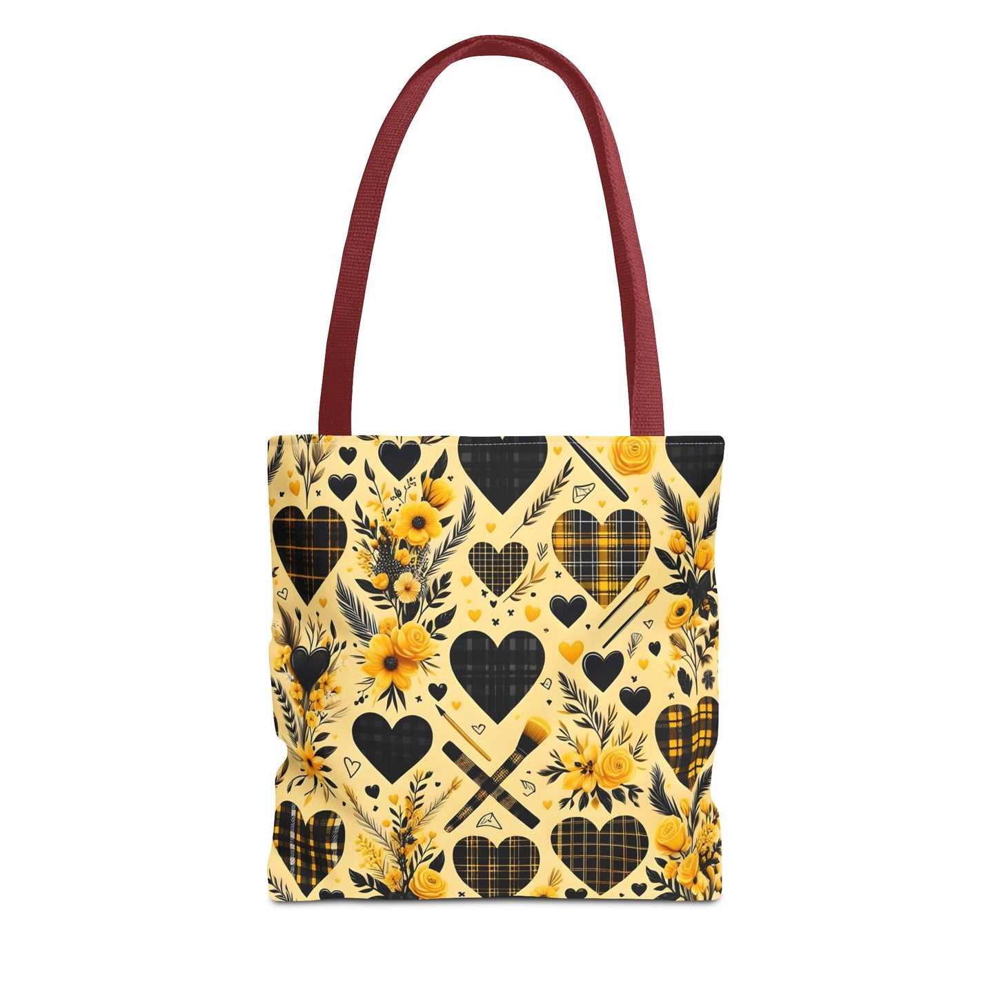 Plaid Floral With Hearts Love Tote Bag(AOP)