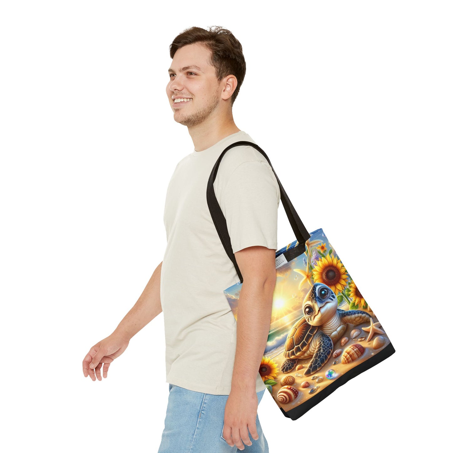 Beachy Turtle Tote Bag | Sea Life AOP Bag | Summer Accessories | Eco-Friendly Vacation Tote | Gift for Ocean Lovers
