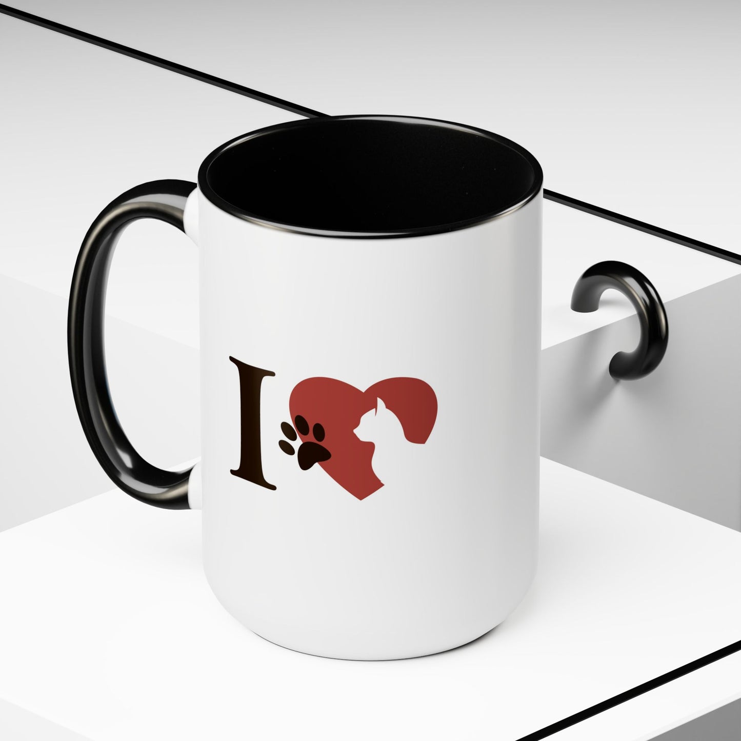 Pet Cat Theme Two-Tone Coffee Mugs, 15oz, Animal Lovers,  Cat Lover Quote, Pet Lovers, Coffee, Tea, Hot Chocolate Lovers, Gift Idea for Any Occasion