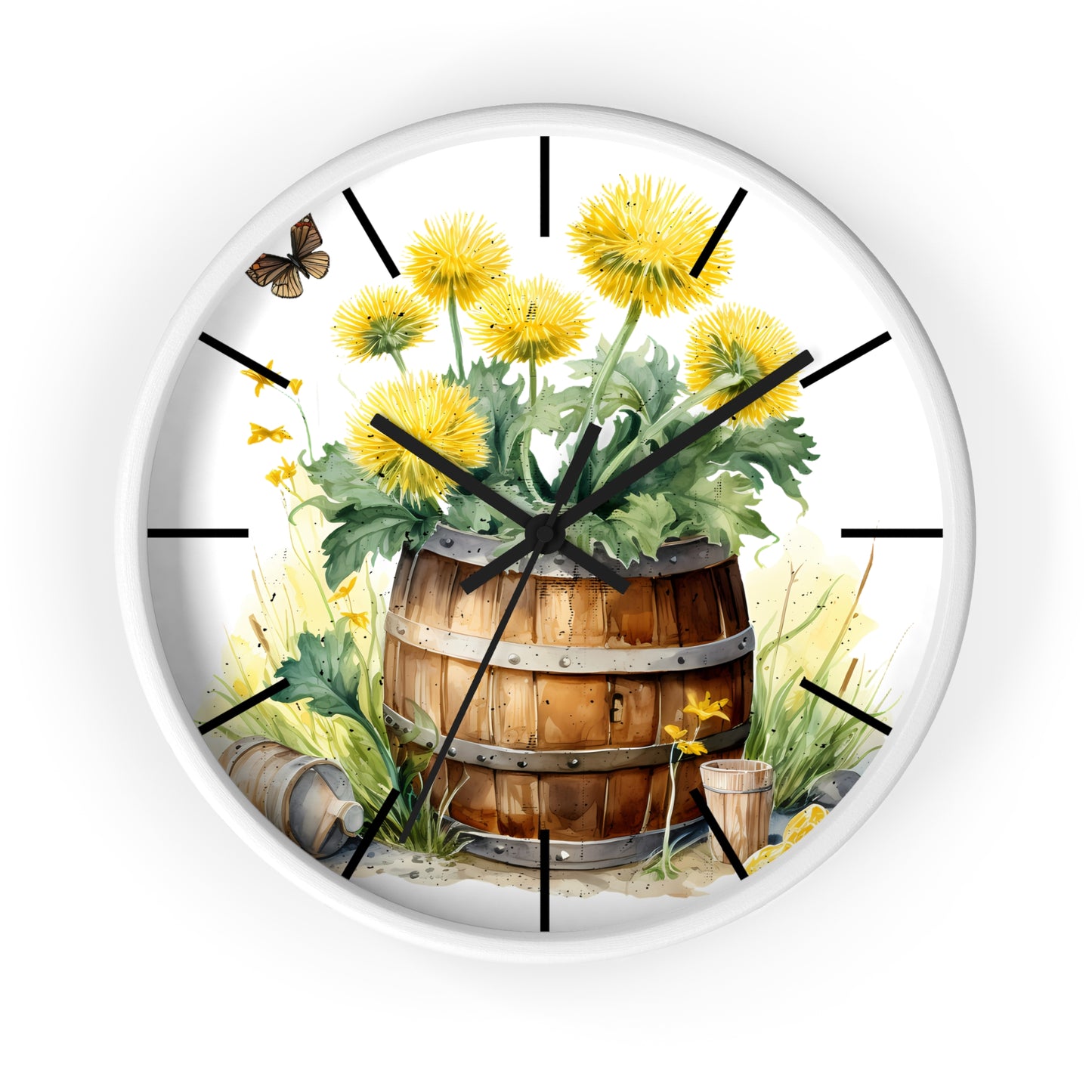 Sunflower Barrel Wall Clock - Farmhouse Country Decor Gift