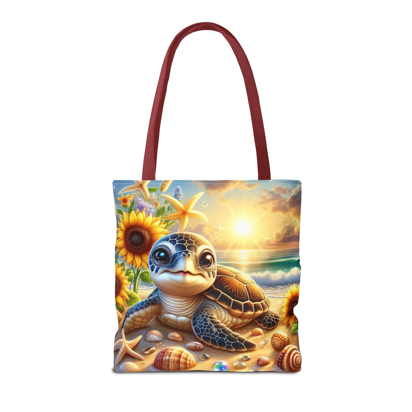 Beachy Turtle Tote Bag | Sea Life AOP Bag | Summer Accessories | Eco-Friendly Vacation Tote | Gift for Ocean Lovers