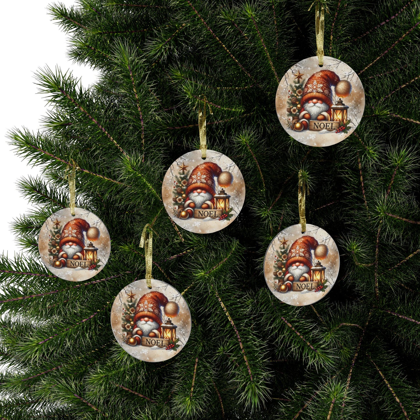 Festive Acrylic Ornaments with "Noel" Christmas Gnome Design Holiday Decor