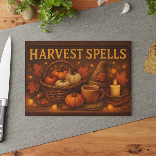 Harvest Spells Glass Cutting Board - Autumn Kitchen Decor for Thanksgiving