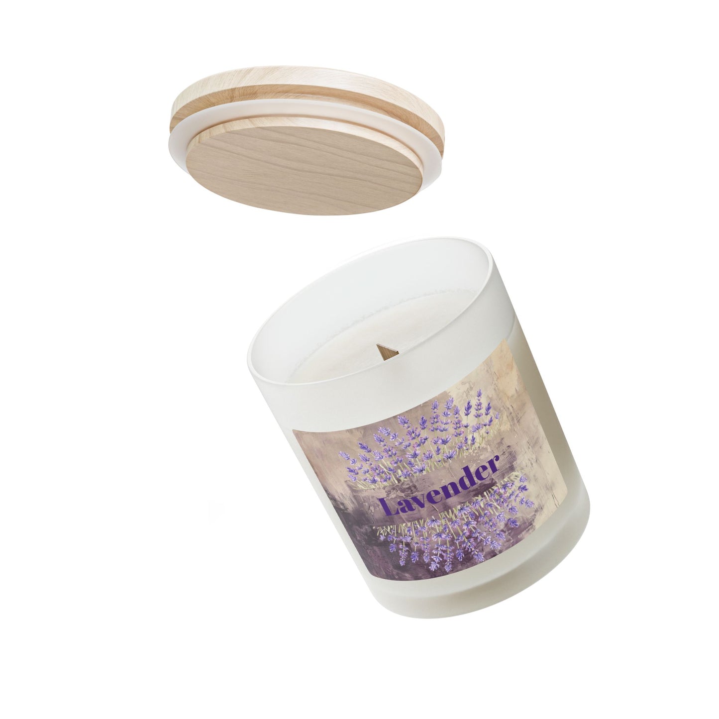 Vanilla Frosted Glass Candle – 11oz Scented Soy Candle with Wooden Lid