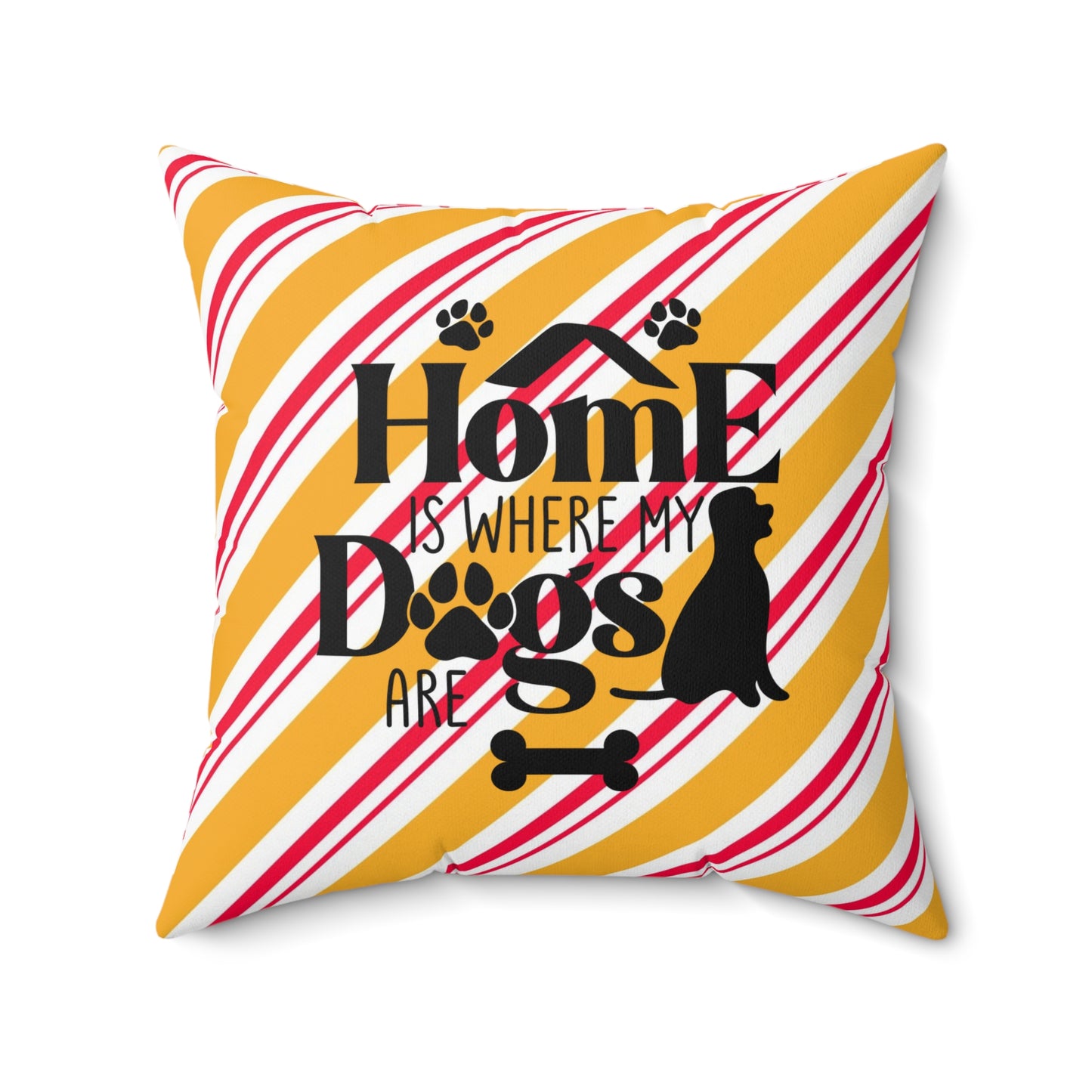 Holiday Spun Polyester Square Pillow, Animal Lovers, Dog Lover's Holiday Room Decor, Holiday Accent for Dog People, Housewarming Gift