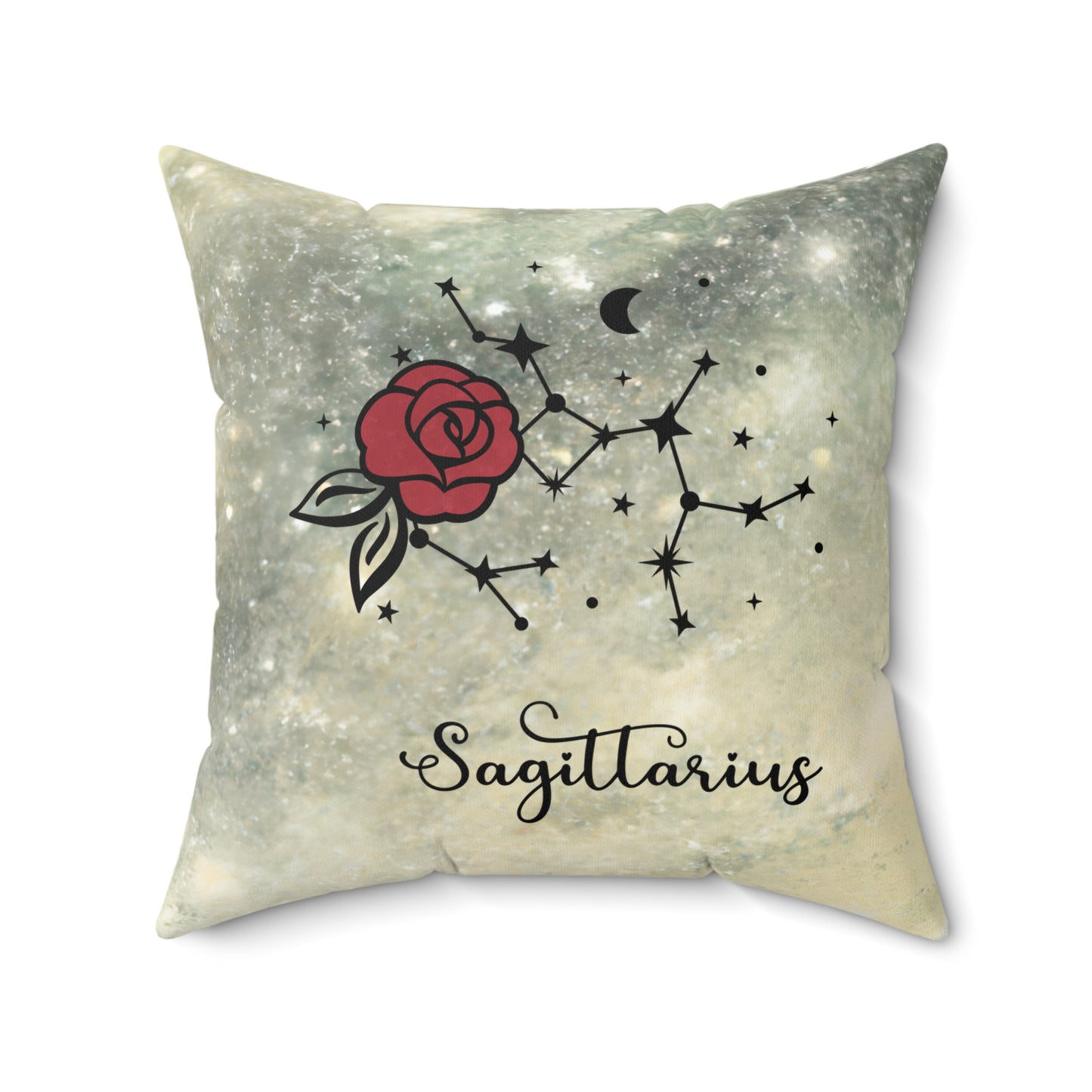Sagittarius Zodiac Rose Pillow, Decorative Astrology Cushion, Astrology Gift, Celestial Home Decor, Star Sign Pillow