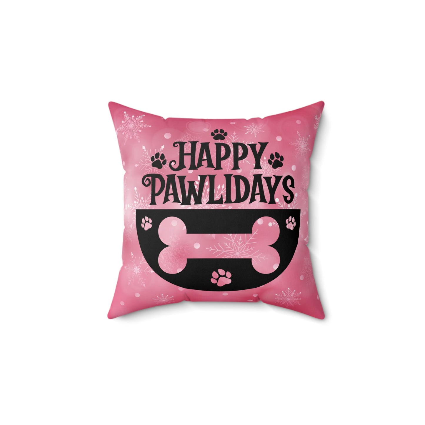 Pet Dog Holiday Theme Spun Polyester Square Pillow, Animal Lovers, Pet Dog Lover's Holiday Decor, Pet Holiday Quote, Decor for Home or Office