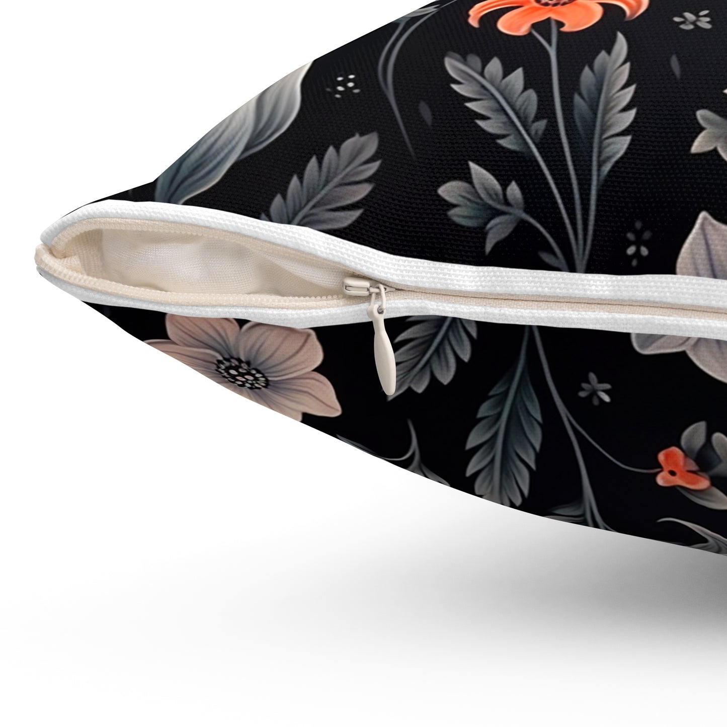 Ghostly with Floral Decor Spun Polyester Square Pillow for Any Room, Halloween Accent, Halloween Decor for Any Room, Great Gift Idea