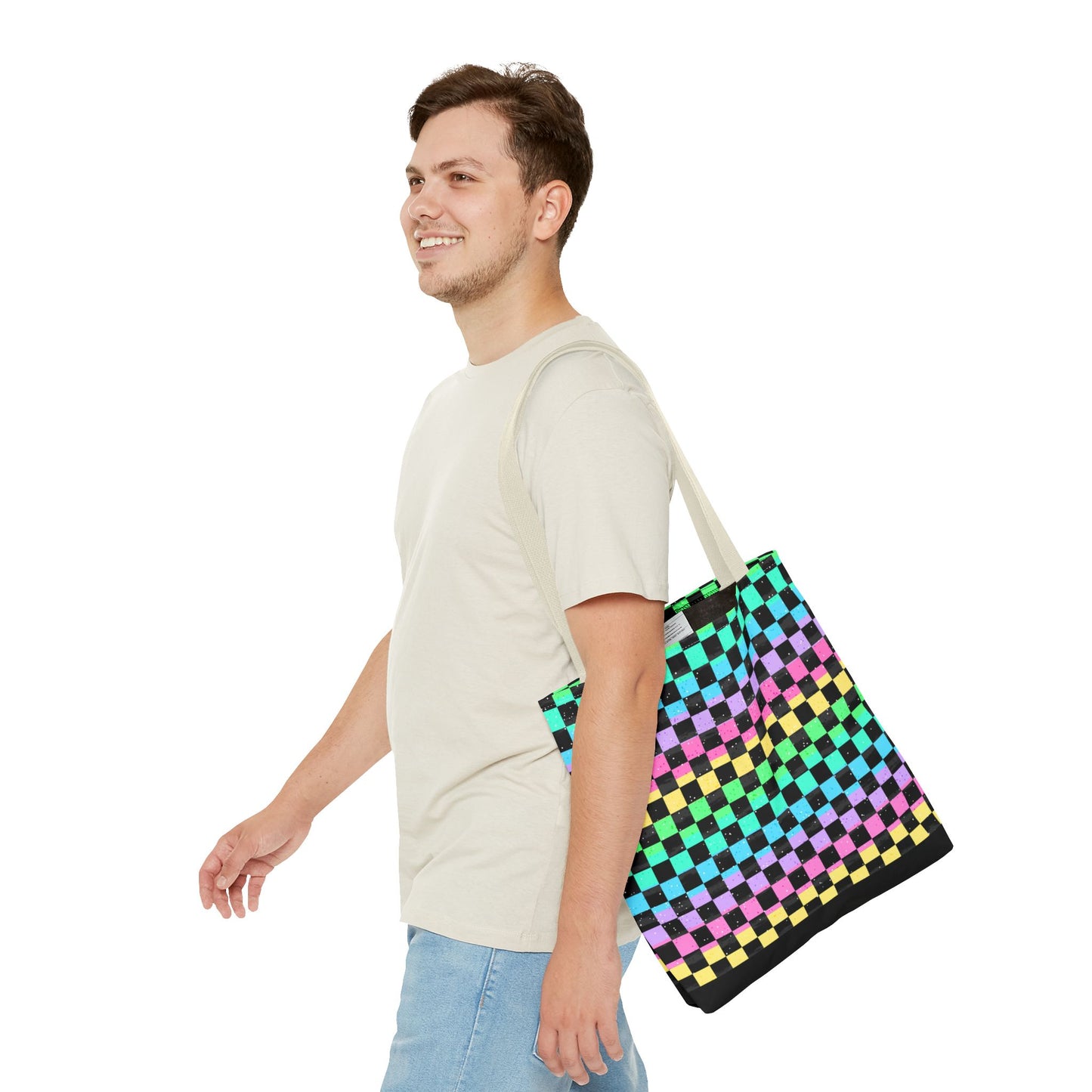 Colorful Checkerboard Tote Bag - Vibrant Reusable Shopping Bag, Eco-Friendly Gift, Summer Beach Accessory, Fashionable Everyday Tote