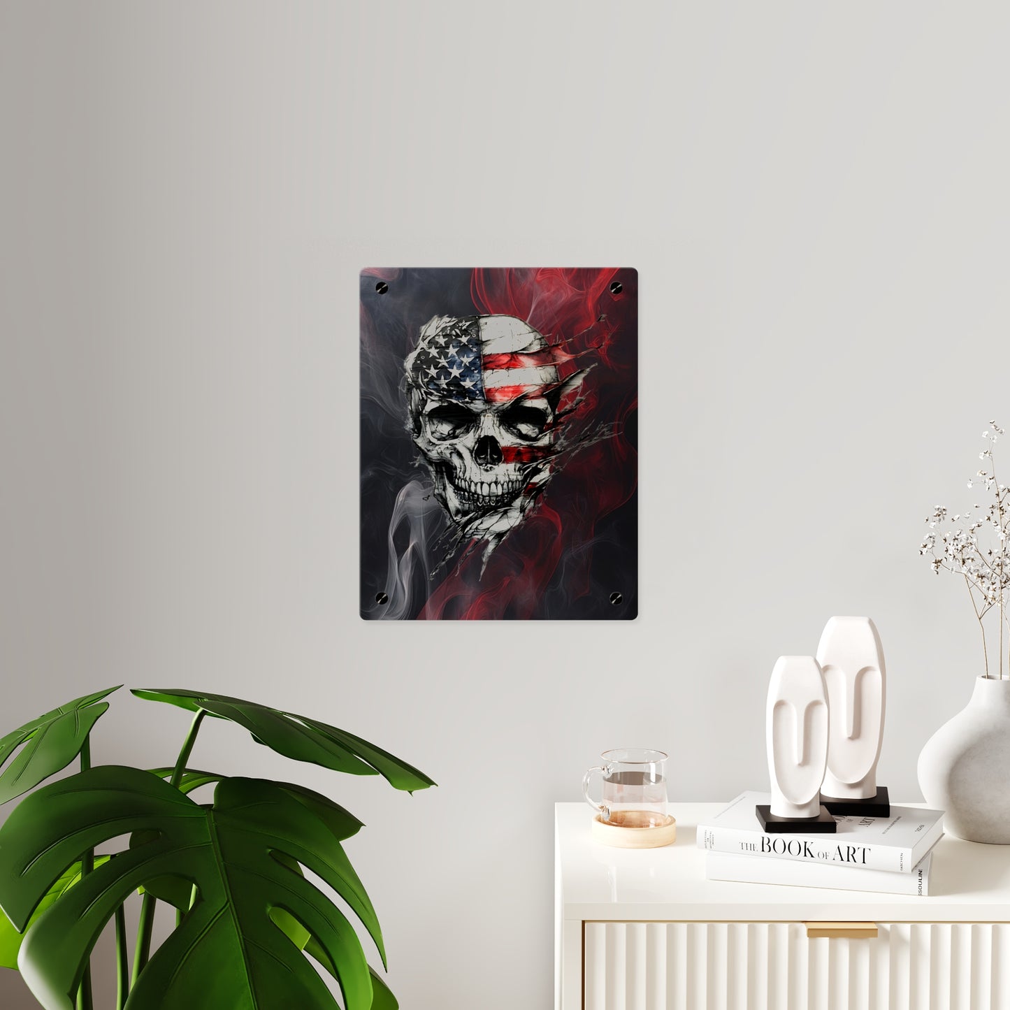 American Skull Acrylic Wall Art Panels - Edgy Decor for Rebels & Patriotic Souls