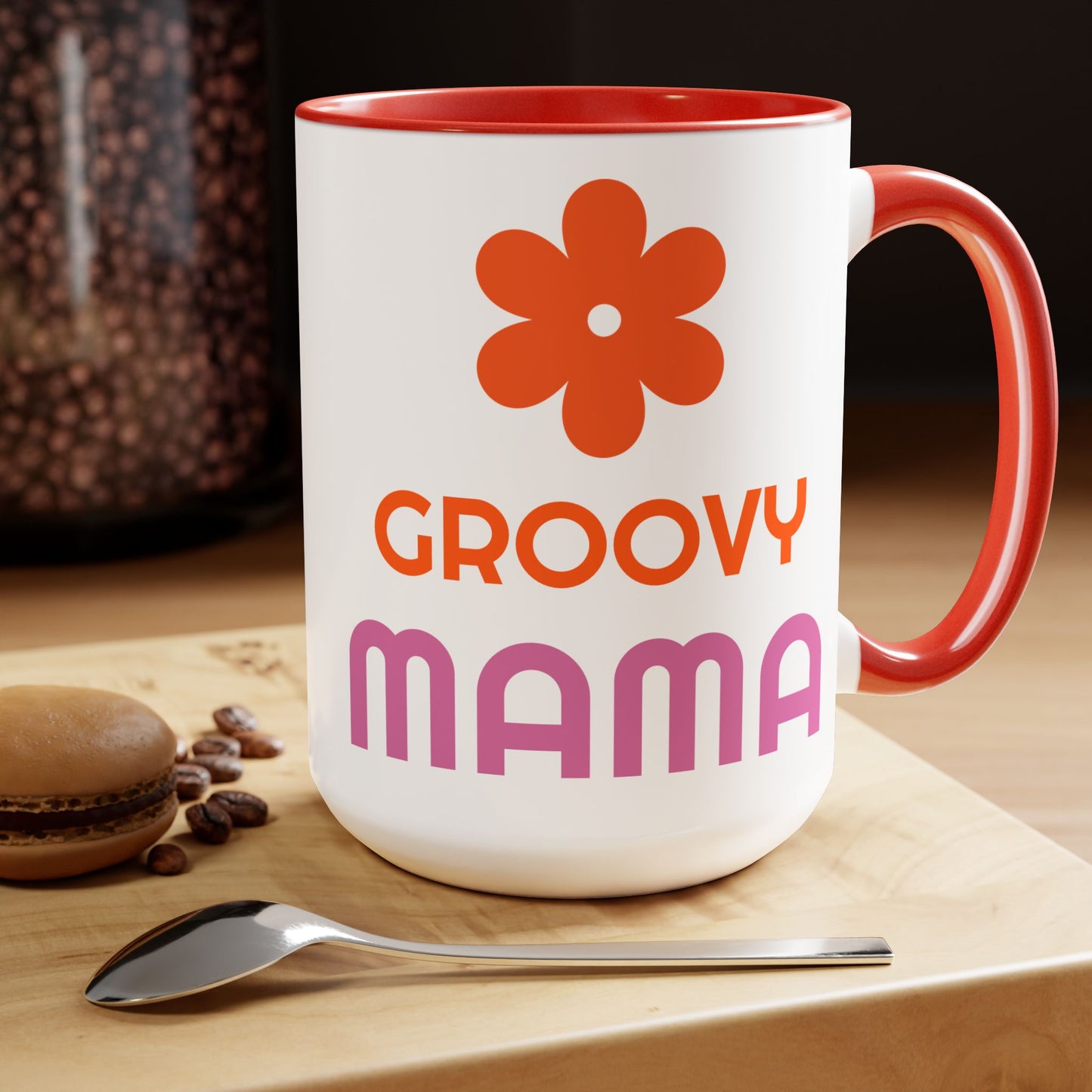 Hippie Theme Two-Tone Coffee Mugs, 15oz, Coffee, Tea, Hot Chocolate Lovers, Groovy Birthday or Any Occasion Gift Idea for Her, for Moms