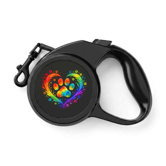 Retractable Pet Leash — Rainbow Paw Heart Pet Lead for Dogs & Cats