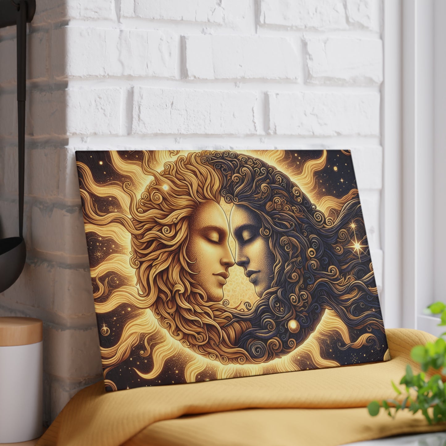 Celestial Sun & Moon Glass Cutting Board