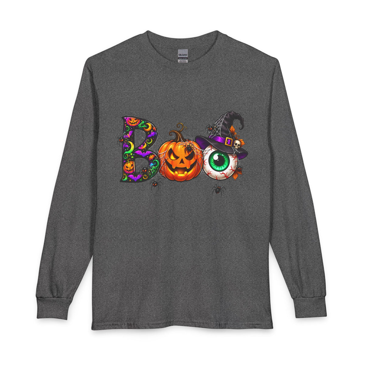 Halloween Boo Pumpkin and Witch Hat Long Sleeve T-Shirt