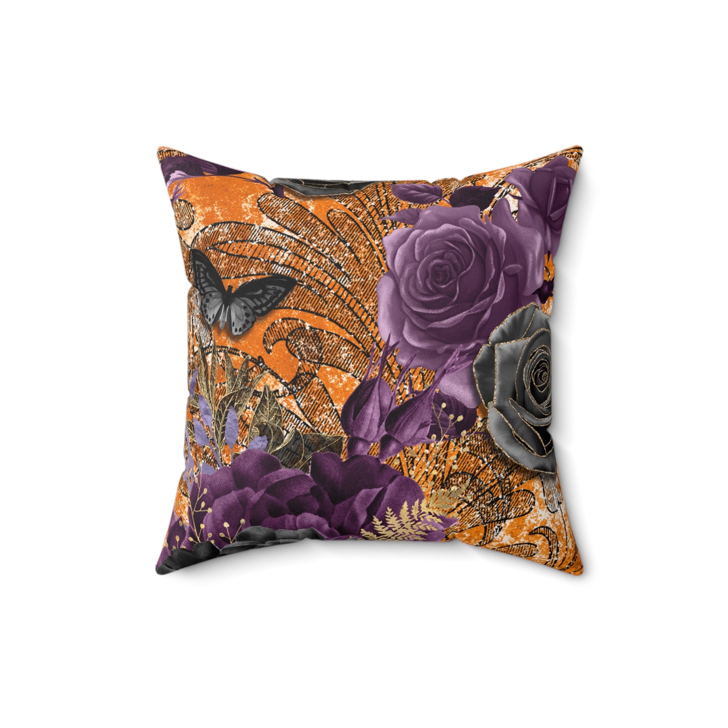 Elegant Floral Butterfly Pillow, Decorative Halloween Cushion, Home Decor, Autumn Aesthetic, Gift for Her, Floral Throw Pillow