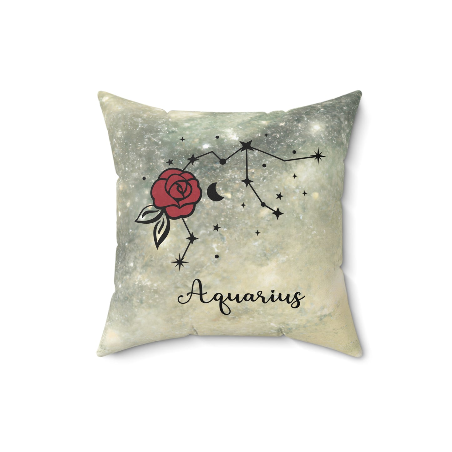 Astrology Rose Pillow - Zodiac Decor for Aquarius, Cosmic Home Accent, Unique Gift, Horoscope Decor, Celestial Cushion