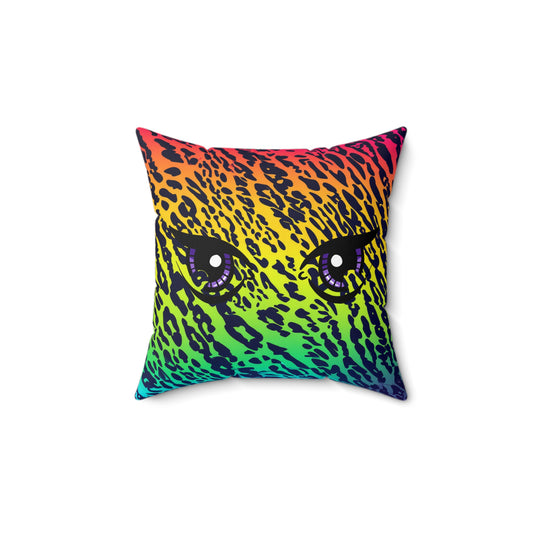 Colorful Animal Print with Eyes Spun Polyester Square Pillow, Home Decor, Accent for Any Room, Great Housewarming or Any Occasion Gift Idea