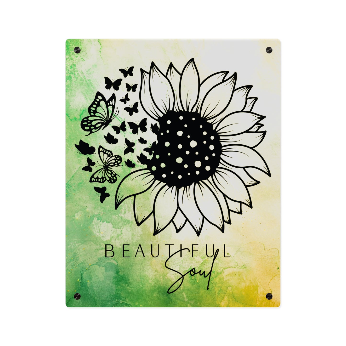 Beautiful Soul Acrylic Wall Art Panel with Sunflower Design