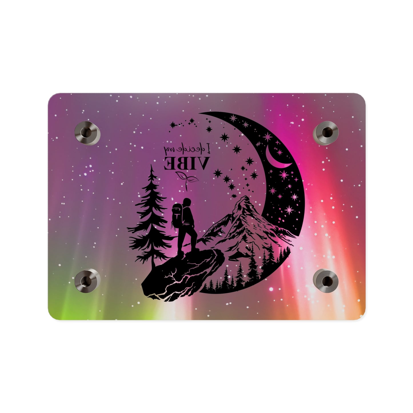 Acrylic Wall Art Panel - Inspirational Quote 'I Decide My Vibe' Hiking Scene