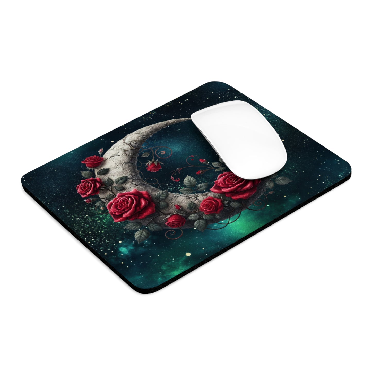 Celestial Rose Moon Desk Mouse Pad - Ethereal Design for Gamers & Desk Decor