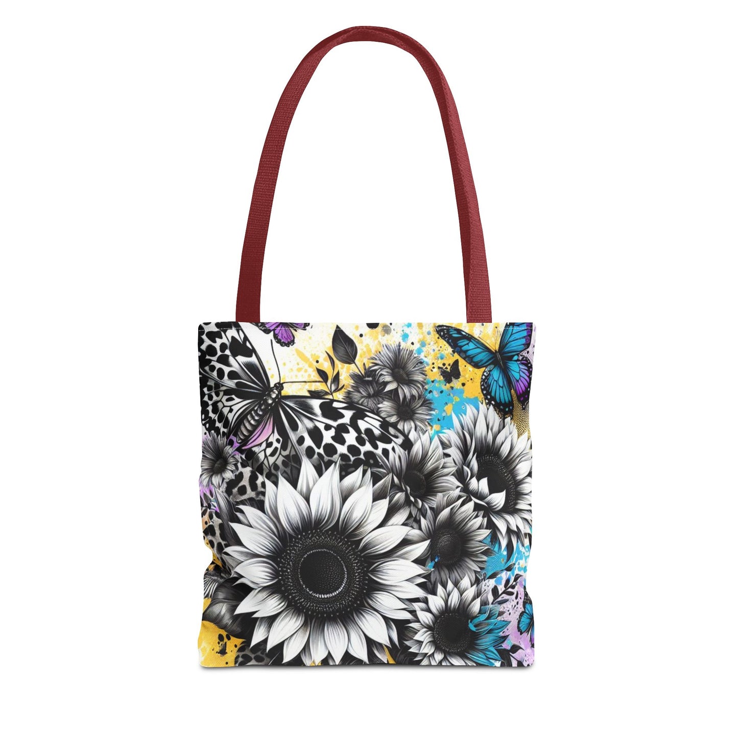 Sunflower & Butterflies Tote Bag — Color Splash Floral All-Over Print