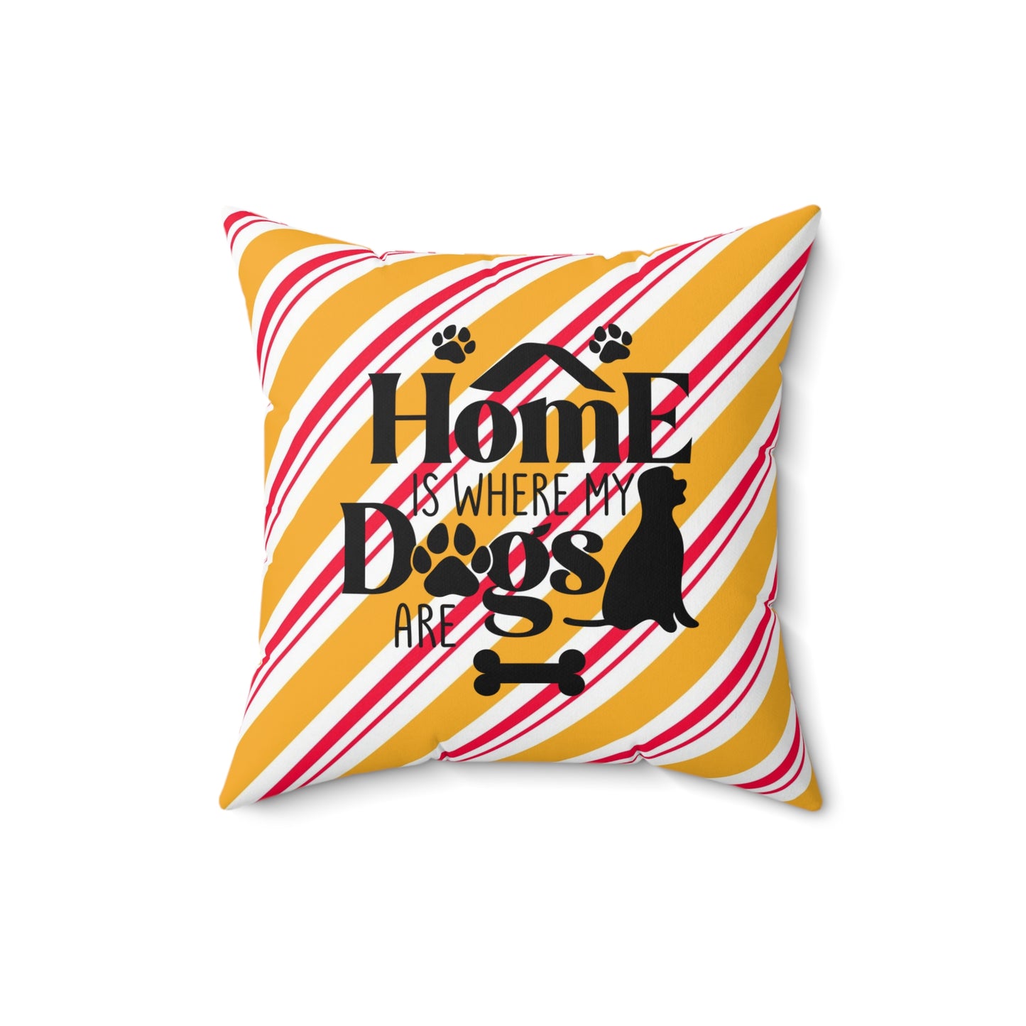 Holiday Spun Polyester Square Pillow, Animal Lovers, Dog Lover's Holiday Room Decor, Holiday Accent for Dog People, Housewarming Gift