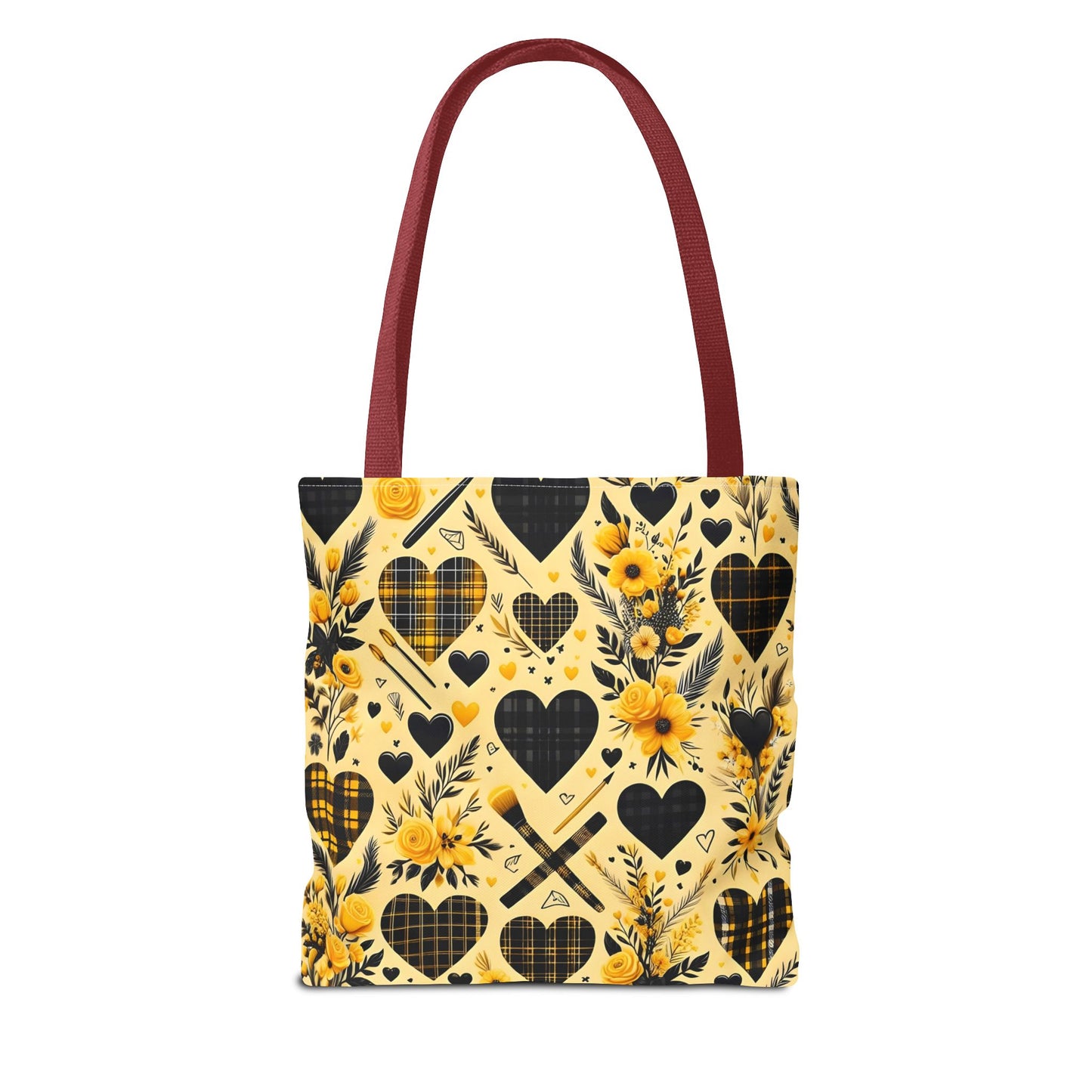 Plaid Floral With Hearts Love Tote Bag(AOP)