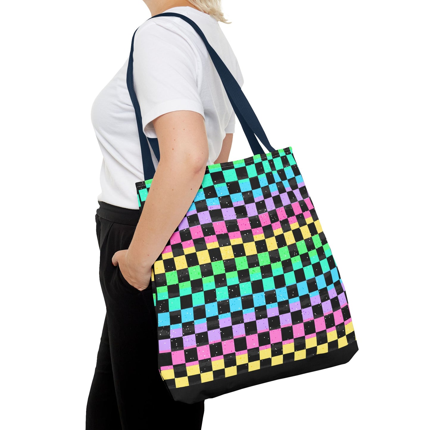 Colorful Checkerboard Tote Bag - Vibrant Reusable Shopping Bag, Eco-Friendly Gift, Summer Beach Accessory, Fashionable Everyday Tote