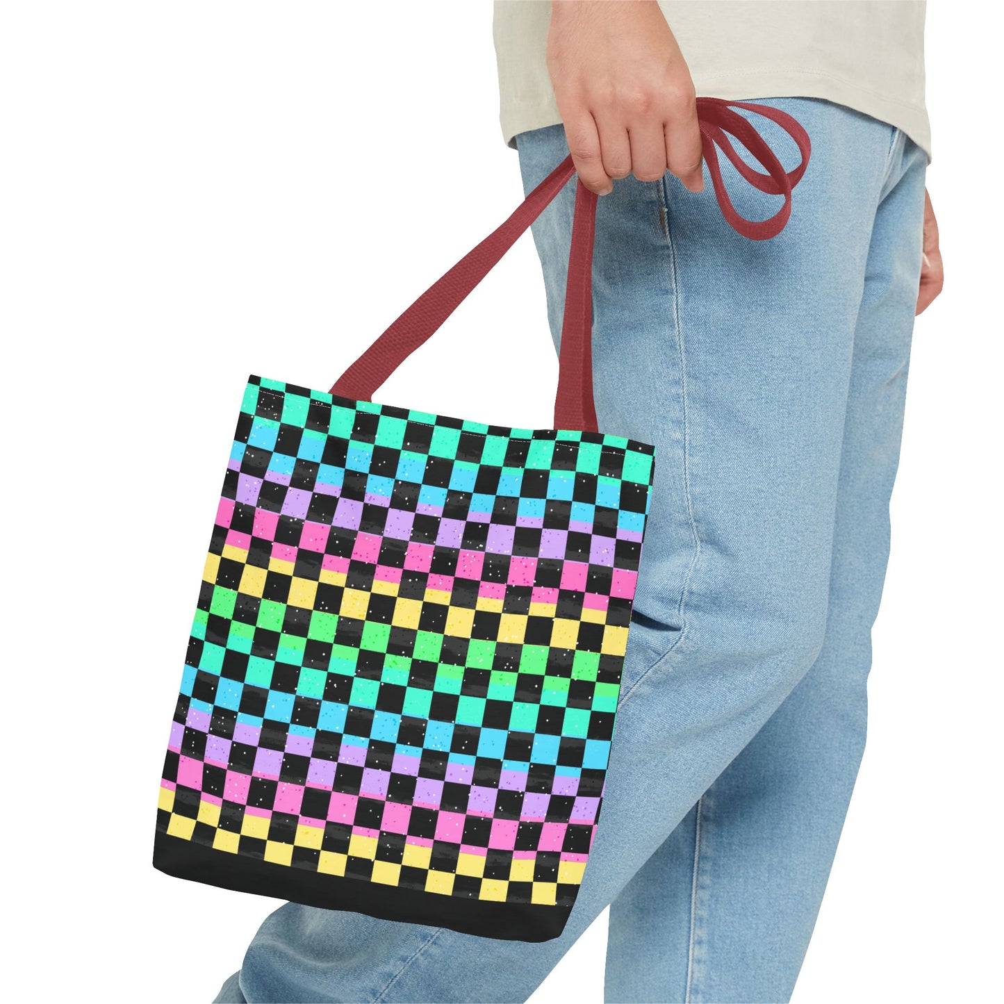 Colorful Checkerboard Tote Bag - Vibrant Reusable Shopping Bag, Eco-Friendly Gift, Summer Beach Accessory, Fashionable Everyday Tote