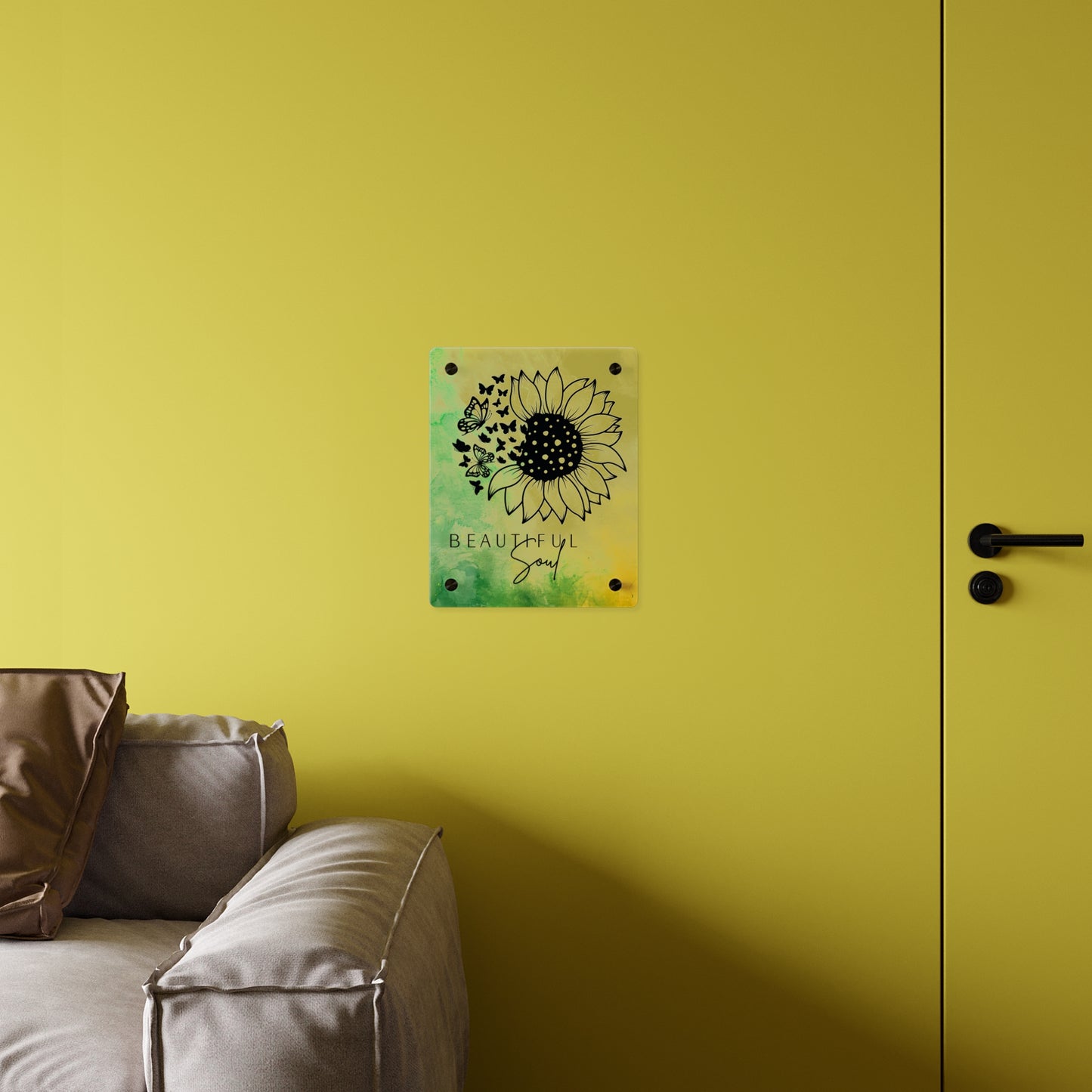 Beautiful Soul Acrylic Wall Art Panel with Sunflower Design