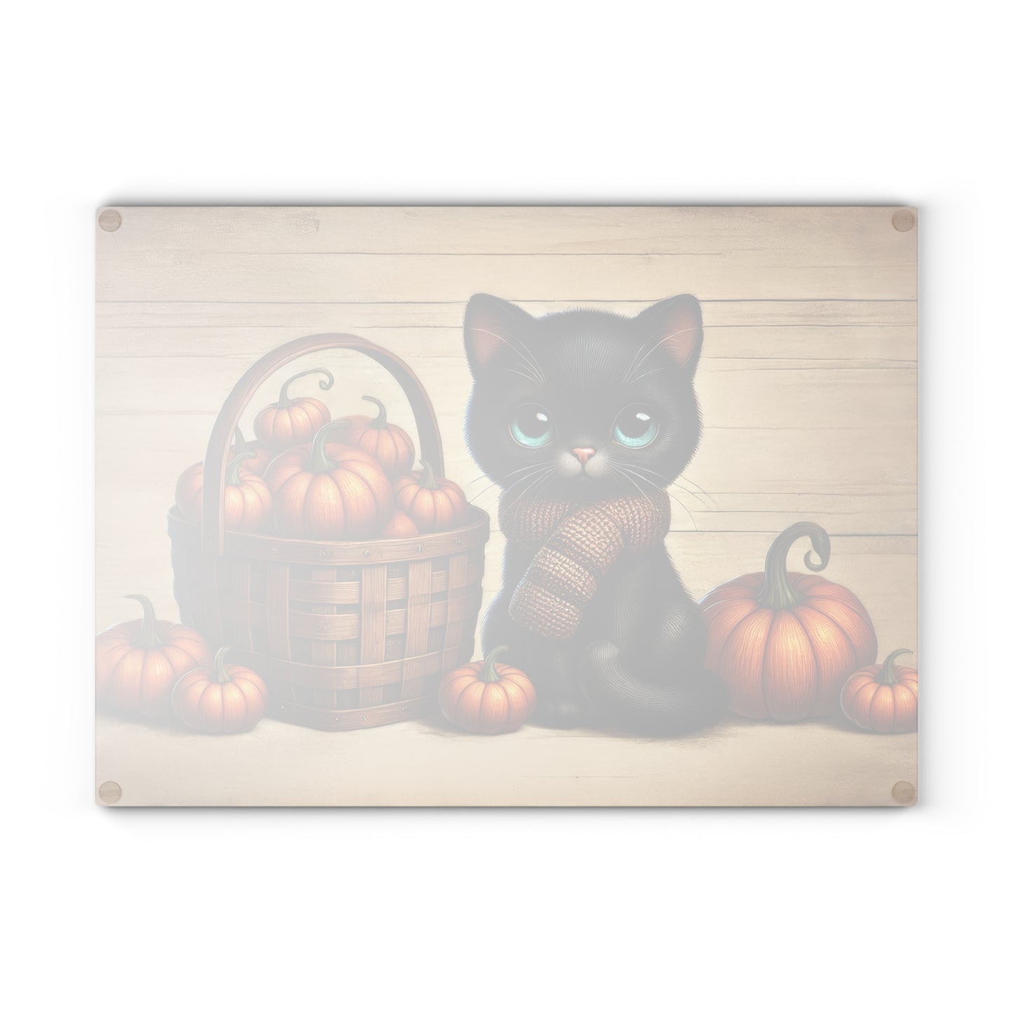 Cute Black Cat Pumpkin Glass Cutting Board - Perfect for Fall Cooking & Home Decor