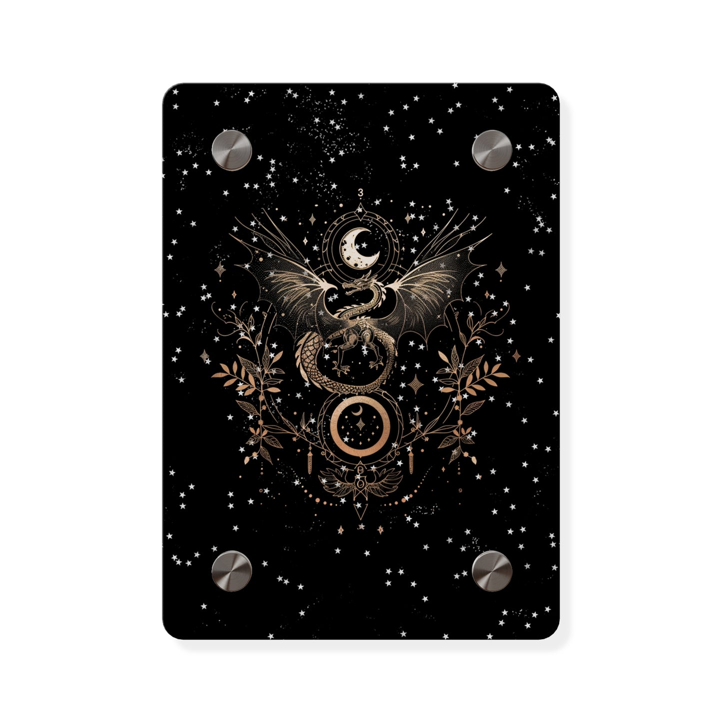 Celestial Acrylic Wall Art Panel - Mystical Dragon with Moon and Stars Decor