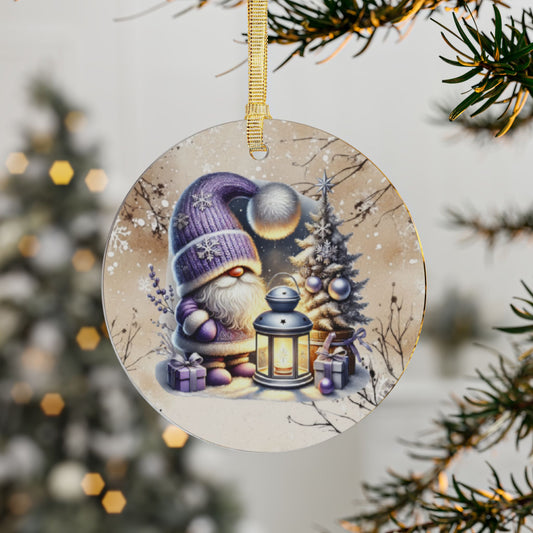 Whimsical Holiday Acrylic Ornaments - Charming Gnome Design