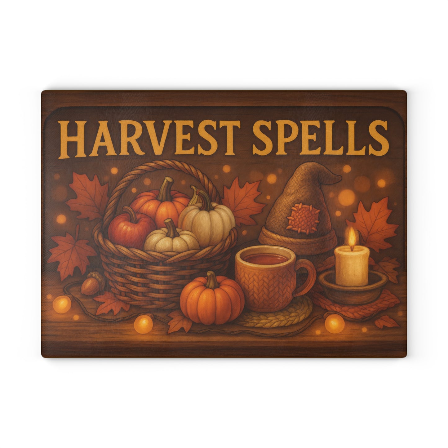 Harvest Spells Glass Cutting Board - Autumn Kitchen Decor for Thanksgiving