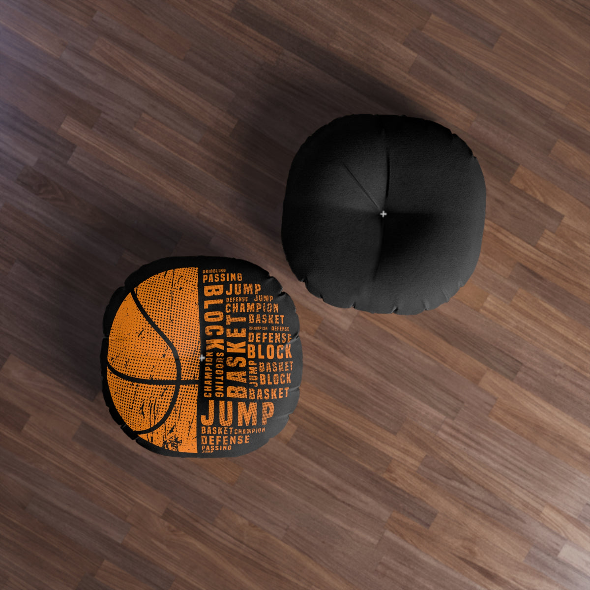 Basketball Tufted Floor Pillow, Round